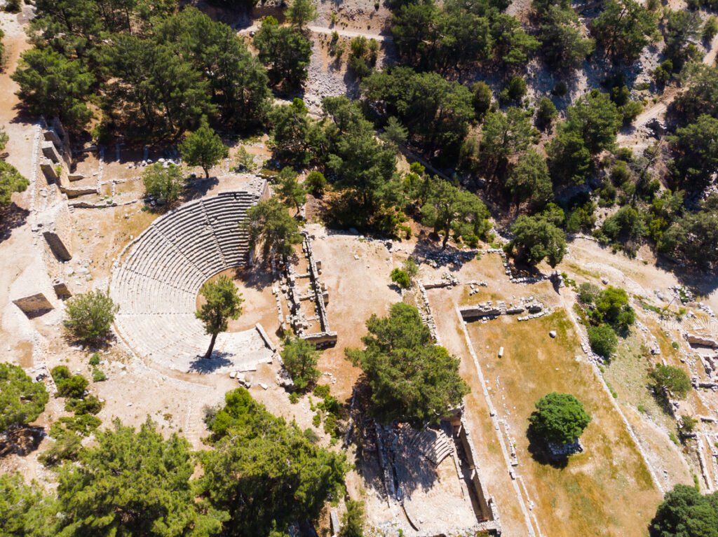 Bird's eye view of Arycanda, ancient Lycian city in Antalya Province, Turkey.